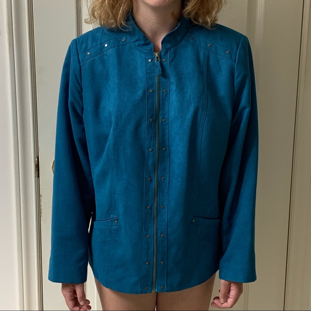 🌷3 for $25🌷Allison Daley Petite, US 14P, Turquoise Faux Suede Jacket
